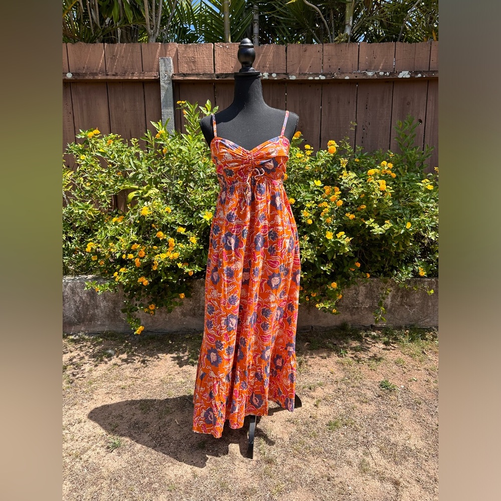 Cleobella Orange Multi Floral Midi Dress